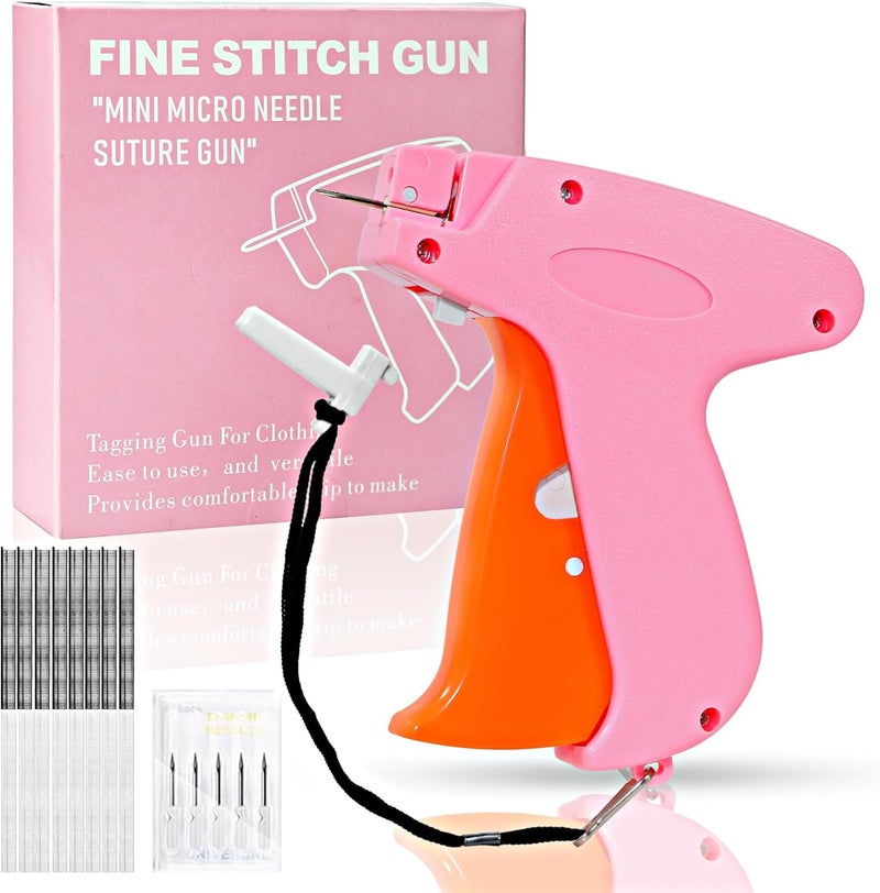 TANKITIAL Stitch Gun for Clothes， Handheld Stitch Gun Quick Clothing Fixer，Sewing Kit Includes 1,000 Black Fasteners & 1,000 White Fasteners & 6 Needles (Pink-orange) - Image 1